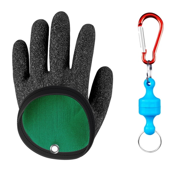 comerut 1Pc Fishing Gloves Cozy Anti-prick Anti-slip Waterproof Quick Dry Catch Fish Emulsion Textured Grip Palm Gloves Outdoor Fishing