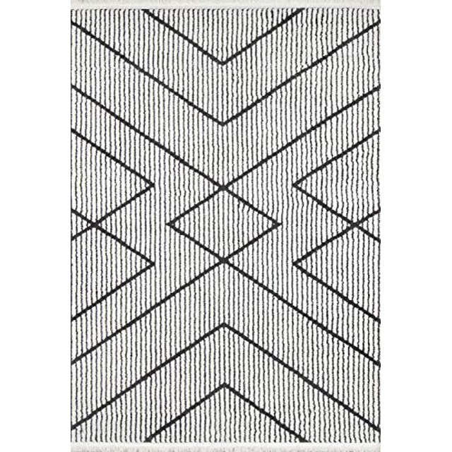 Momeni Monaco Polyester Contemporary Indoor Area Rug, Ivory, 33" X 5