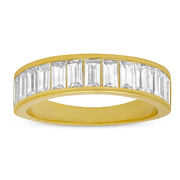 925 Sterling Silver Baguette-cut Diamond CZ Band Ring