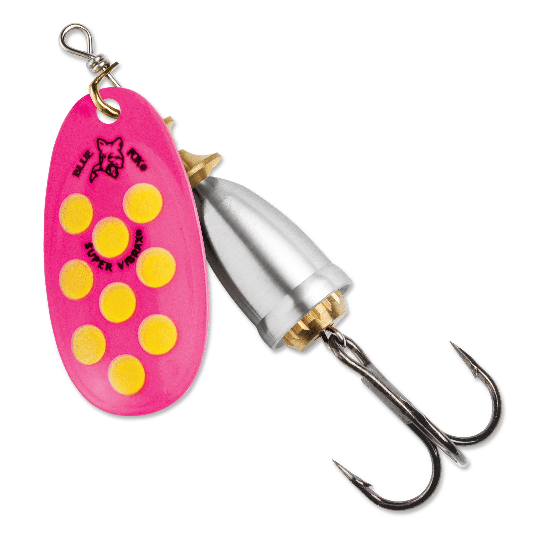 (2 pack) Blue Fox Classic Vibrax Size 4 Inline Spinner Lure 3/8 oz Hot Pink/Flo Yellow/Silver