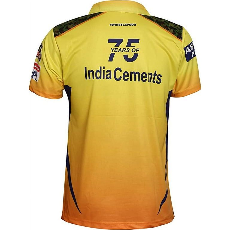 KD Cricket IPL Jersey Supporter Jersey T-Shirt 2020/21 MI, CSK, RCB ,KKR  ,RR ,KXIP,SRH and DC (CSK, 24) 