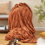 Faux Fur Throw Blanket, Super Soft Cozy Blanket, Luxury Fluffy Blanket Warm Bed Throw, Plush for Women, Camel 50 x 60