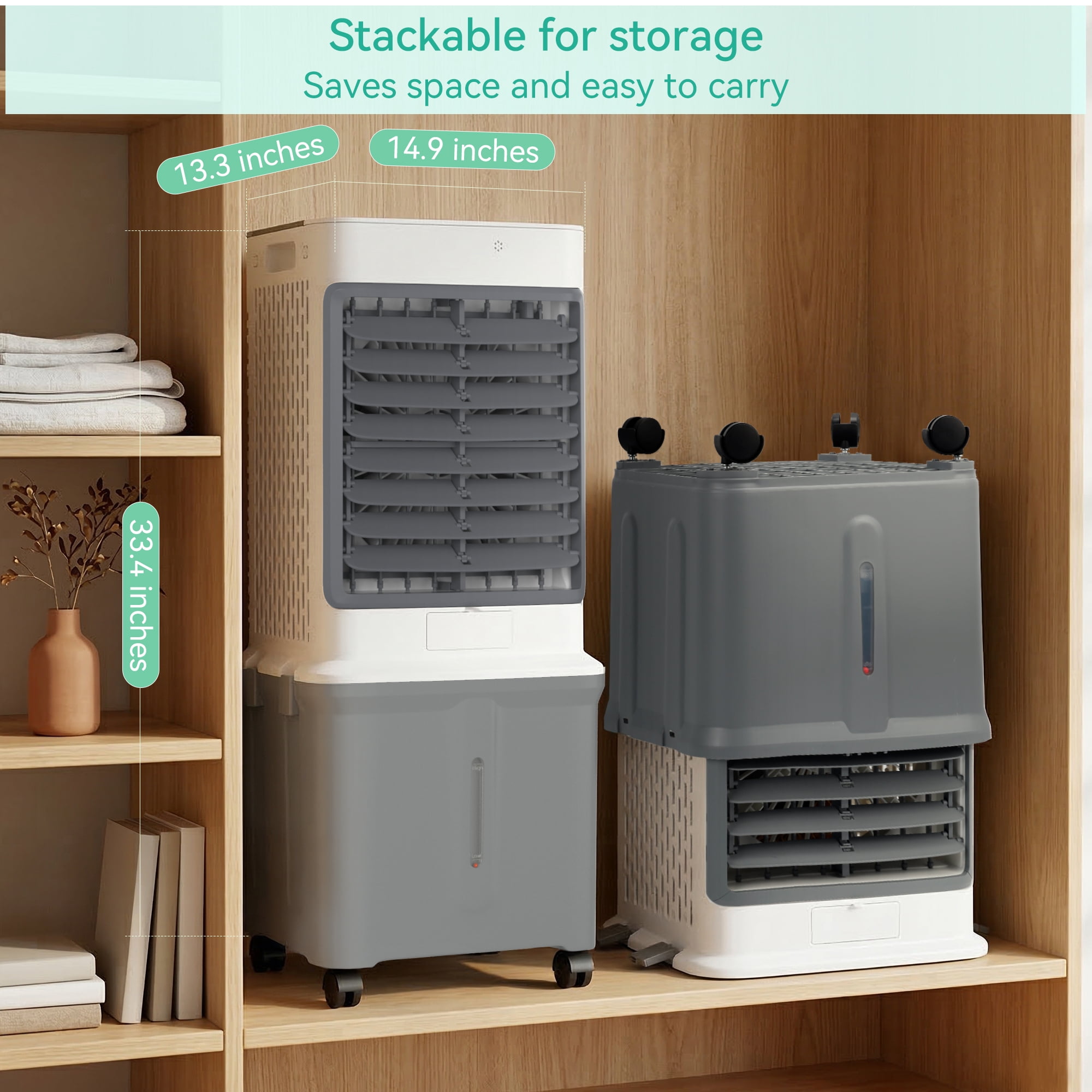 8.5 Gal Swamp Cooler, 2800 CFM Portable Evaporative Air Cooler with 3 Speeds, Remote, 7H Timer, 120°Oscillation, Air Cooling Fan for Room, Garage, Bedroom