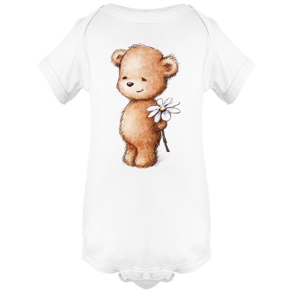 Happy Bear White Flower Bodysuit Infant -Image by Shutterstock,  6 Months
