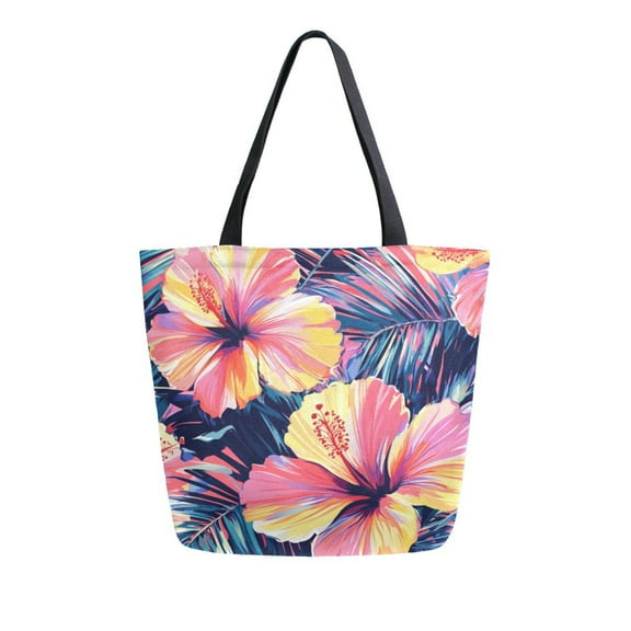 DIXRUYEE Tote Bag Women Weekender Travel Bag Shoulder Handbag Sunset Hibiscus Printed