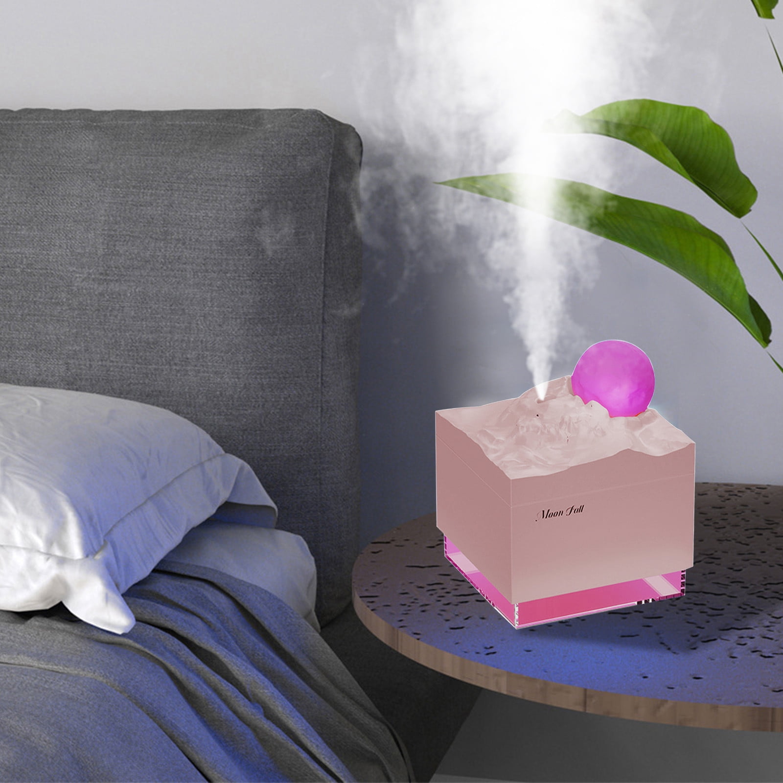 Humidifiers for Bedroom Baby,300Ml Moon Humidifier with Colored Lights (Pink),Rechargeable 1200 Mah,for Baby Nursery and Plant