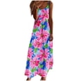 thumbnail image 2 of Ovzne Robes pour Femmes Robe d'Été Robes pour Femmes Imprimé Sans Manches Col Rond Robe Décontractée Longues Robes de Vacances Imprimée Liquidation, 2 of 5