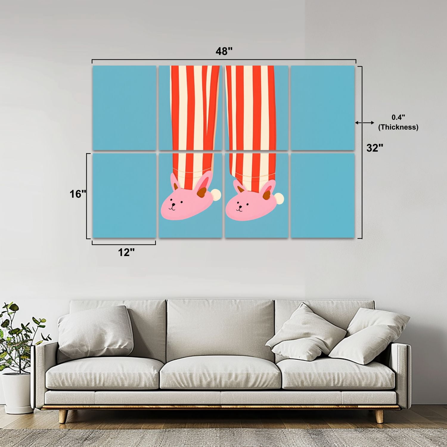 8 Pack Art Acoustic Panels Sound Absorbing Striped Pajama Pants Pink Decorative Soundproof Wall Panels Self Adhesive for Nursery Game Room Bedroom 48"x32"