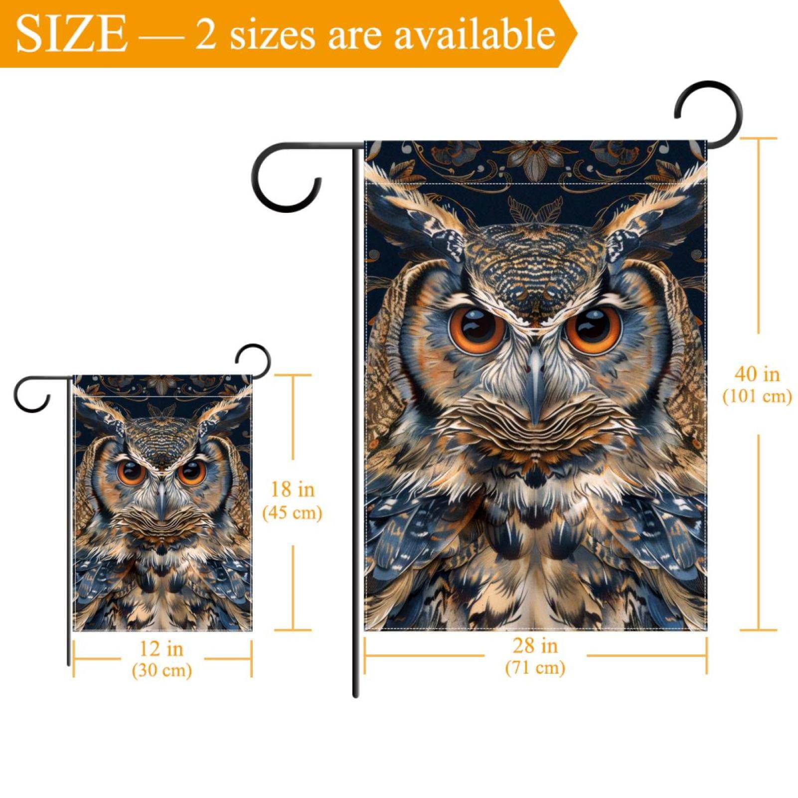 Welcome Aesthetic Owl Art Pattern Garden Flag, Vertical Double Sided Small House Flag, Yard Farmhouse Outdoor Deck Veranda Lawn Decor 28x40 Inch