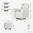 thumbnail image 6 of Evolur Vienna Swivel Glider with Ottoman, Greenguard Gold Certified, Made from Sturdy and Sustainable FSC-Certified Wood, Fog, 6 of 11