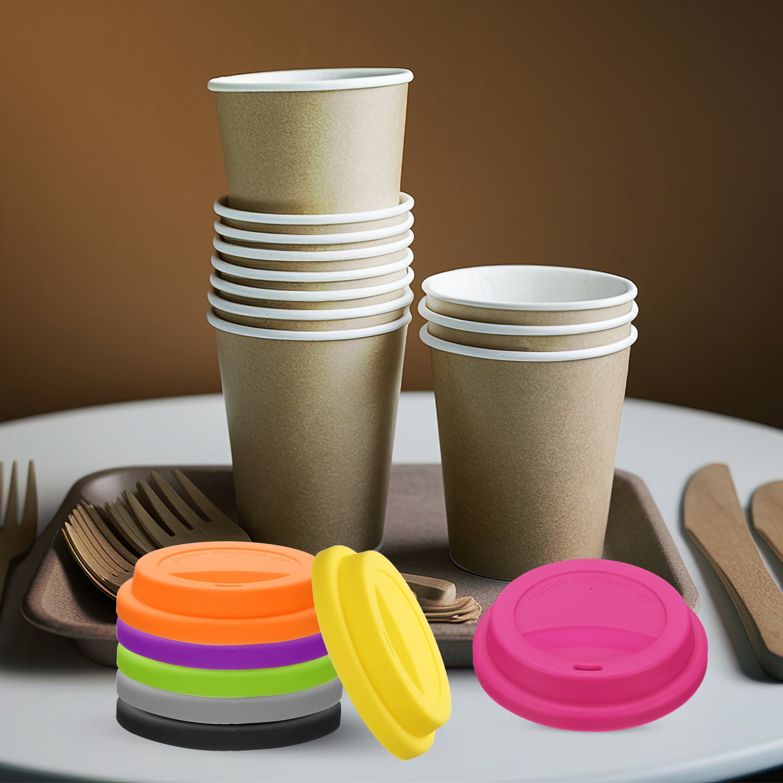 Unique Bargains Silicone Cup Lids Glass Cups Prevent Spills Temperature Black