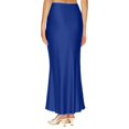 thumbnail image 4 of LWavelet Satin Maxi Skirt Women Elegant Evening Party Flowy Versatile Bottoms Dark Blue S, 4 of 5