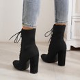 thumbnail image 2 of NECHOLOGY Botas Mujer Adulto Femenino Zapatos Botines para mujer Europa y los Unidos comercio exterior grueso con tacones cómodo transpirable vuelo tejido malla botas botines (Black, 10), 2 of 7