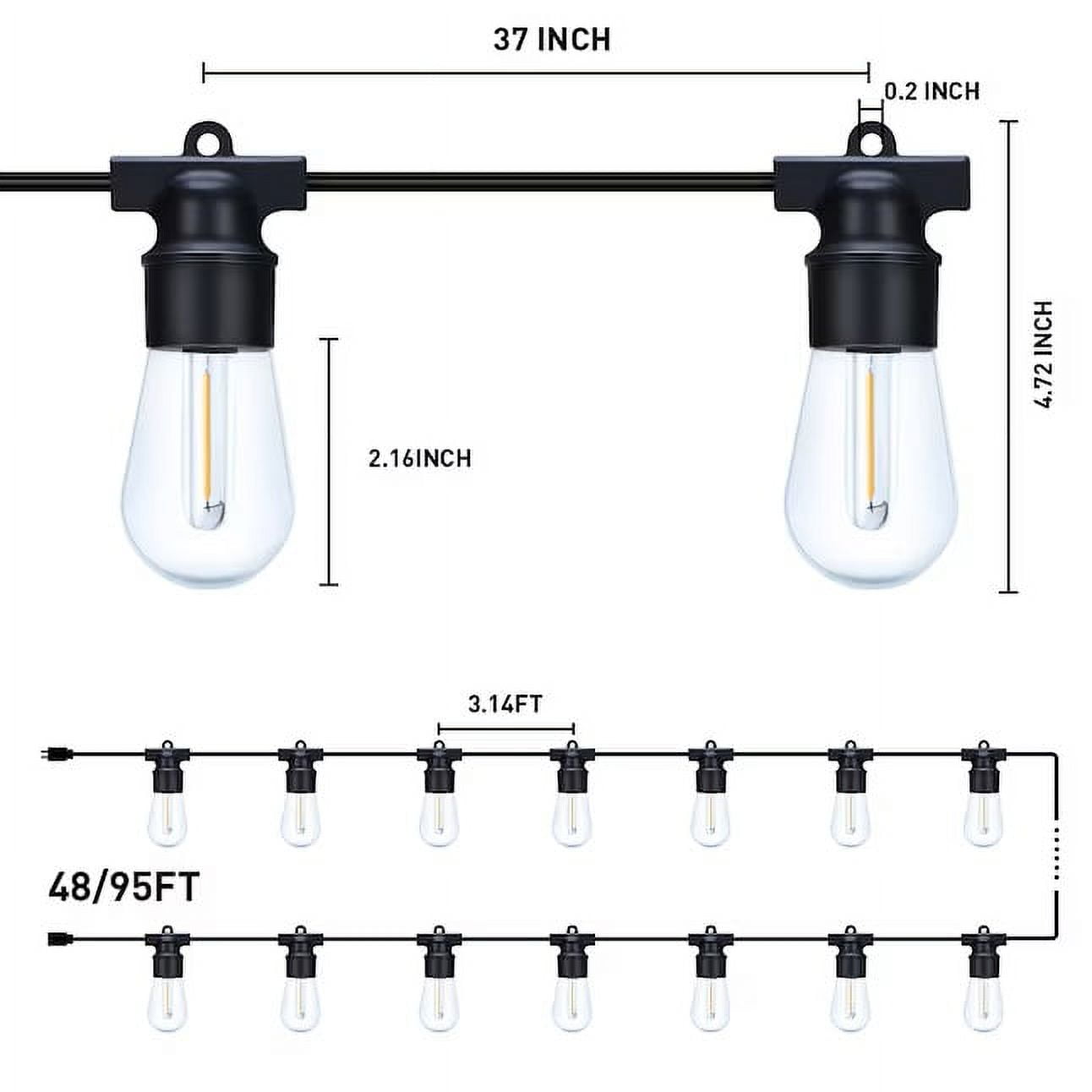 Walsport 96Ft LED Outdoor String Light,Lamp string for Patio Garden Gazebo Bistro Cafe Backyard
