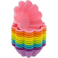 Freshware 12-Pack Flower Reusable Silicone Baking Cup, Rainbow Colors, CB-305SC