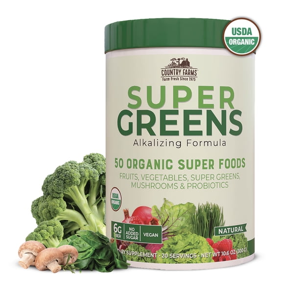 Country Farms Super Greens Drink Mix, Unflavored, 10.6 oz, 20 Servings