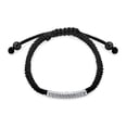 thumbnail image 2 of Bling Jewelry Womens Stackable Strand Bracelet with Curved Bar Black Cord and CZ Pave Silver, 2 of 5