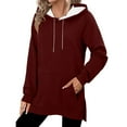 thumbnail image 5 of ZUKMRJPC Hoodies for Women Fashion Split Hem Long Sleeve Drawstring Casual Hooded Sweatshirts Fall Comfy Pullover Tops with Pockets, 5 of 7