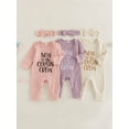 thumbnail image 2 of RUINIXCW Preemie/Newborn/Baby Girl Outfits Letter Embroidery Crew Neck Long Sleeve Romper and Bow Headband 2 Pcs Set for Fall, 2 of 9