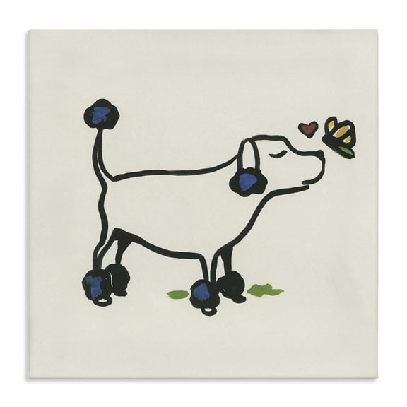 Stupell Industries Dog & Butterfly Animals Painting Wrapped Canvas Art Print Wall Art, 17 x 17