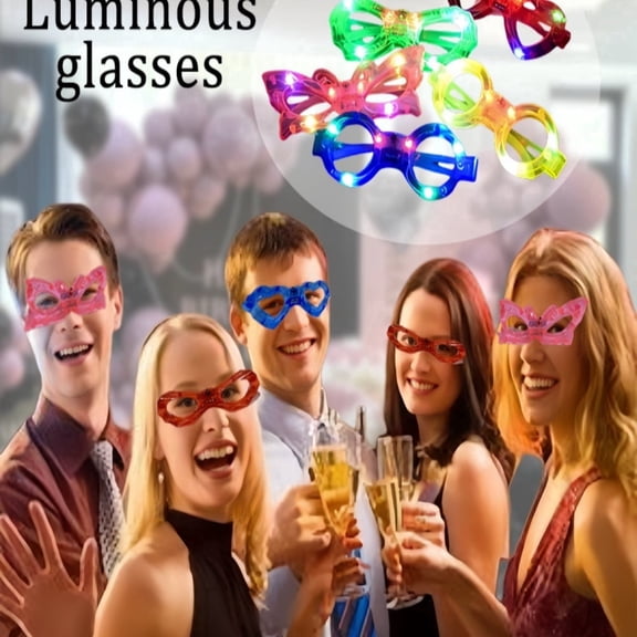 24-Pack Led Light-Up Glasses - 6 Fun Shapes With 3 Flashing Modes, Neon Party Glasses For Kids & Adults, Ideal For New Year's Eve, Weddings, Halloween & Christmas