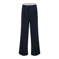thumbnail image 3 of WILLBEST Pantalones Casuales de Verano para Mujer, con Rayas, Cintura Alta, Patchwork, Bolsillos Colgantes, Pierna Recta, Pantalones de Traje Casuales para Mujer Moderna Grande, 3 of 7