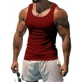 thumbnail image 2 of Innerwin Muscle Shirts Scoop Neck Mens Summer Tops Sport Solid Color Lightweight Tank Red M, 2 of 3