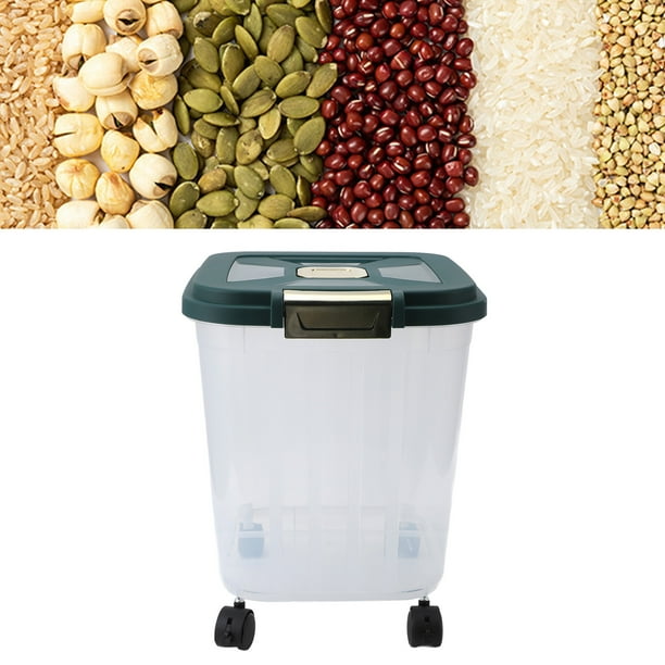Contenedor de Almacenamiento de Arroz, Contenedores de Almacenamiento de Alimentos Con Rueda Rodante, Tapa Hermética Con Cierre, Contenedor de Almacenamiento de Harina Con