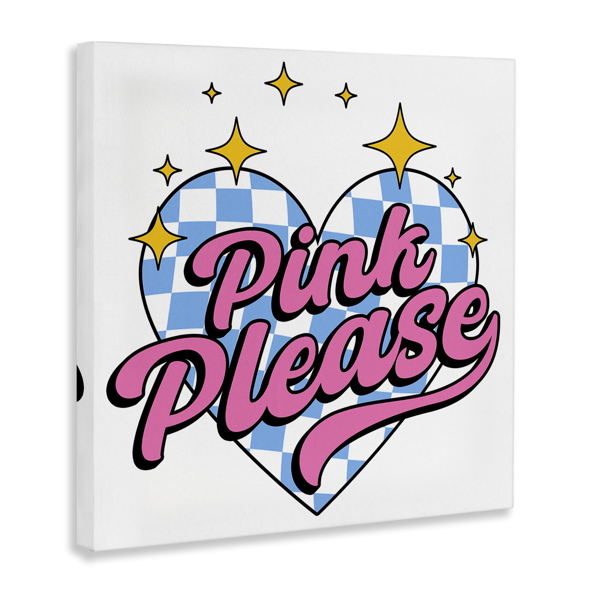 Stupell Industries Funky Pink Please Text & Numbers Painting Wrapped Canvas Art Print Wall Art, 30 x 30
