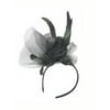 Laced Feather Headband With Black Rose