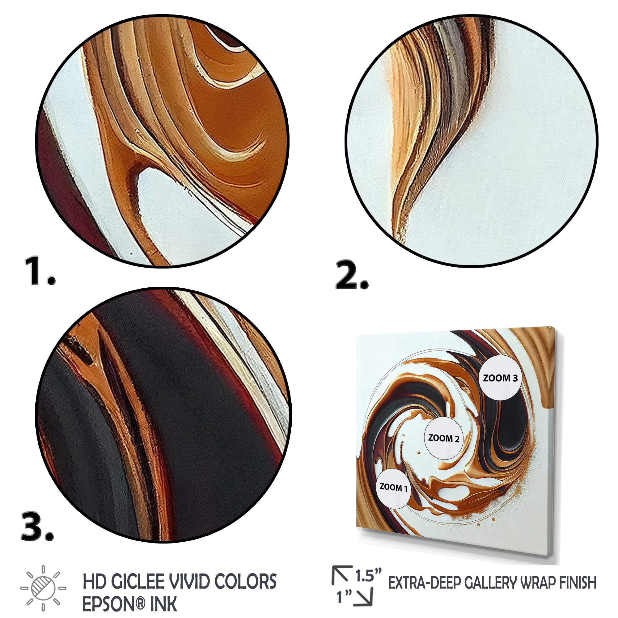 Designart White And Gold Bold Movement III Canvas Wall Art