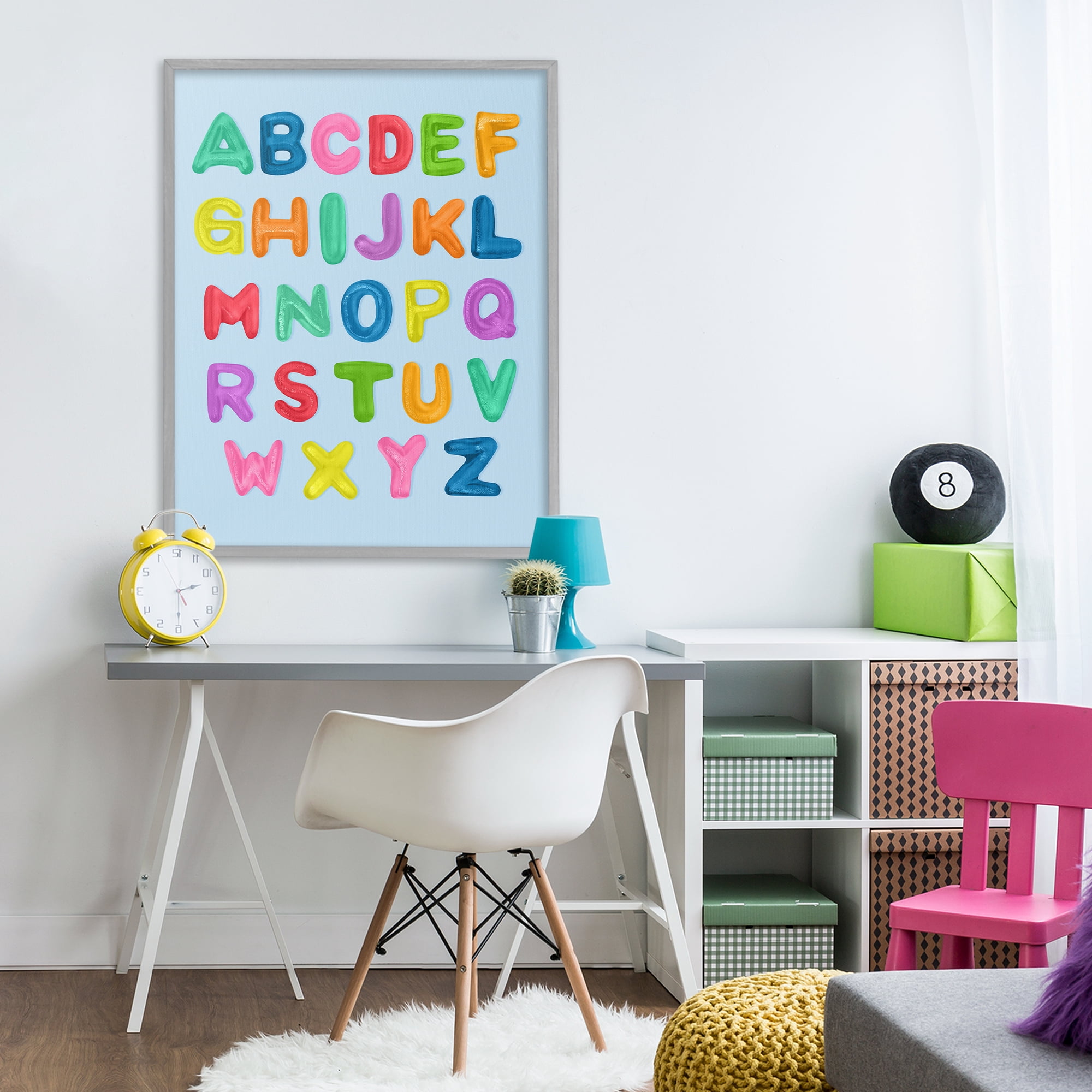 Stupell Industries Gummy Candy Alphabet Gray Framed Giclee Art, design by LISH Creative