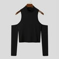 thumbnail image 6 of UoCefik Mens Cold Shoulder T-shirts Mock Neck Knit Tee Tops Sports Fitness Fashion Streetwear Slim Fit Tops Black 4XL, 6 of 6