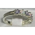 thumbnail image 3 of LBG British Made 10k White Gold Natural Opal & Tanzanite Womens Eternity Ring - Size 7.5 - 33 size options, 3 of 5