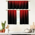 thumbnail image 3 of Red and Black Kitchen Curtain Valance and Tiers Set 3 Piece Burgundy Ombre Abstract Gothic Striped Rod Pocket Small Short Living Room Bedroom Bathroom Window Curtains 52x18 inch + 26x36 inch*2, 3 of 6