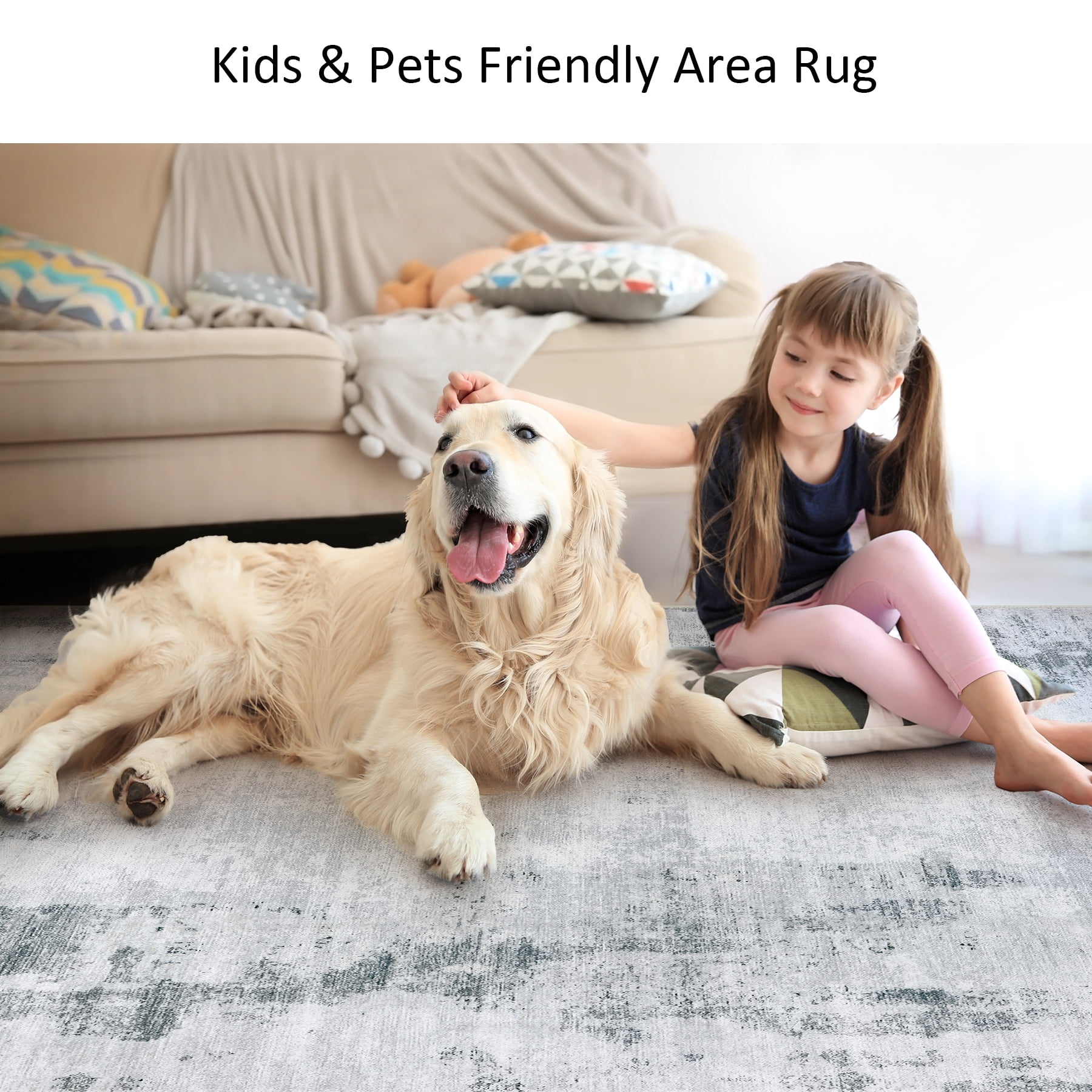 Aonewoe 5x8 Area Rugs for Living Room Abstract Washable Rugs Soft Neutral Bedroom Rug Non Slip Indoor Carpet for Living Room, Dining Room, Playroom, Office (Gray)