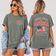 thumbnail image 3 of VibeNest Studio Unisex United States of America 1776 Land of the Free Vintage Patriotic Front Back Garment Dyed T-Shirt, 3 of 7