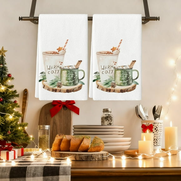 Christmas Kitchen Towels Decorative Red Plaid Dishwashing Towel Kitchen Dishcloth Hand Towel