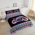 thumbnail image 4 of Erosebridal Cool Motorcycle Bedding Sets Twin with Comforter, Honeycomb Duvet Insert, Checkered Flag Decor, Super Cozy 2pcs, 4 of 8
