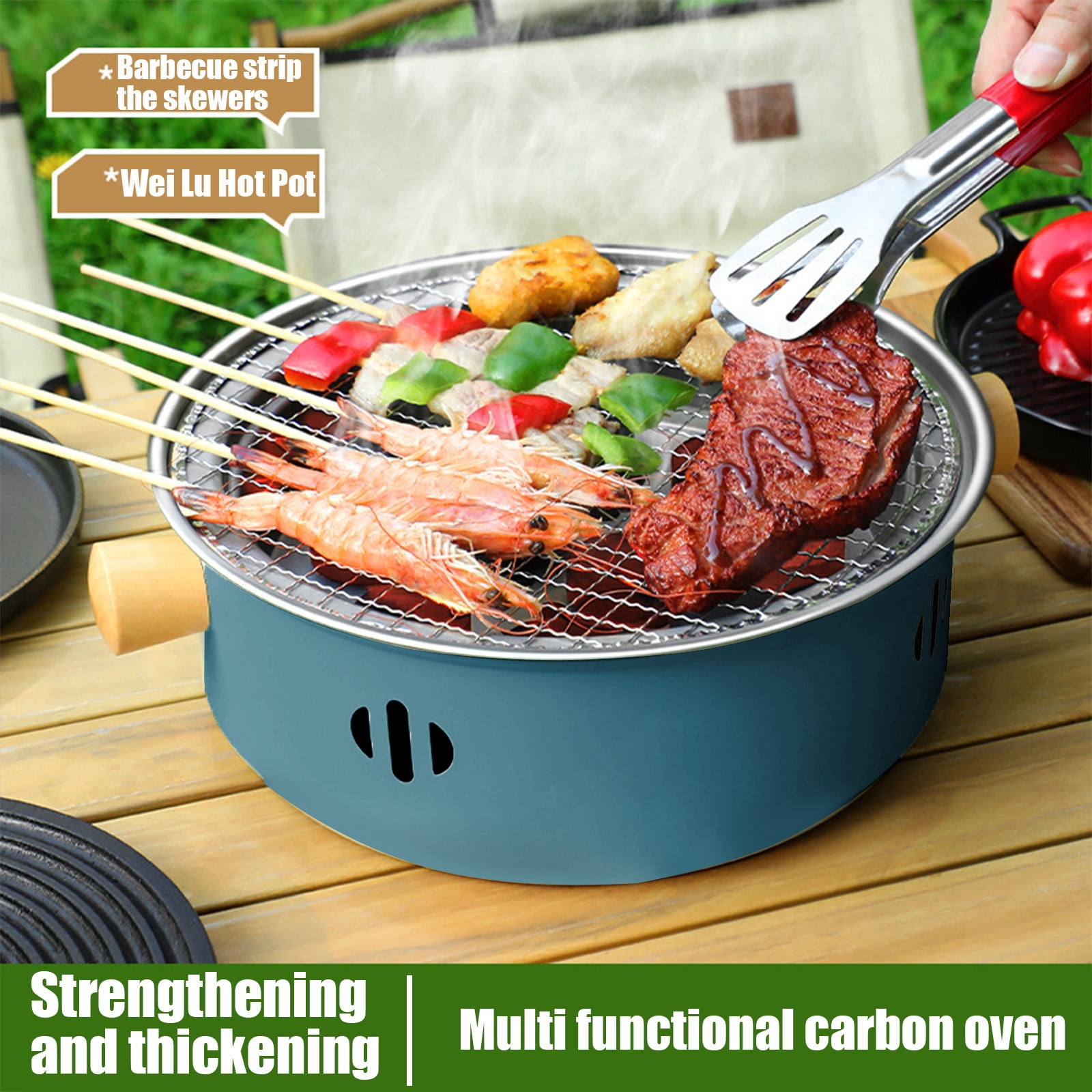 Gnmfd Round Outdoor Barbecue Grill, Portable Charcoal Fire Stove, Iron BBQ Grill for Garden Camping Beach Picnic, Vent Adjustable Cooking Surface, Easy Clean Stove for 3-5 People