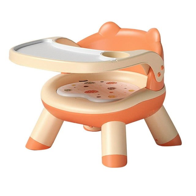 Sillas de comedor para niños, cómodas, con cojín sonoro, seguras, multifuncionales, ligeras, asiento elevador para bebés y niños, color naranja