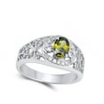 thumbnail image 4 of CHOOSE YOUR COLOR Oval Olive CZ Filigree Heart Cutout Ring 925 Sterling Silver Band Green Female Size 5, 4 of 4