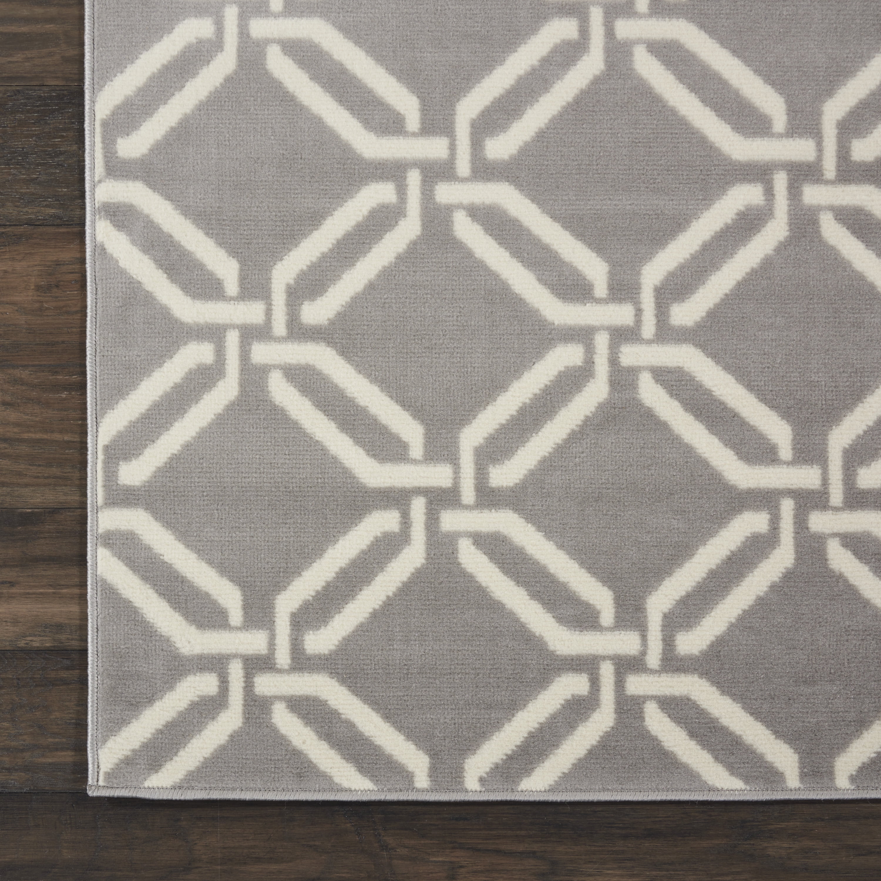 Nourison Bliss Transitional Trellis Grey 2'3" x 7'3" Area Rug, (2' x 7')