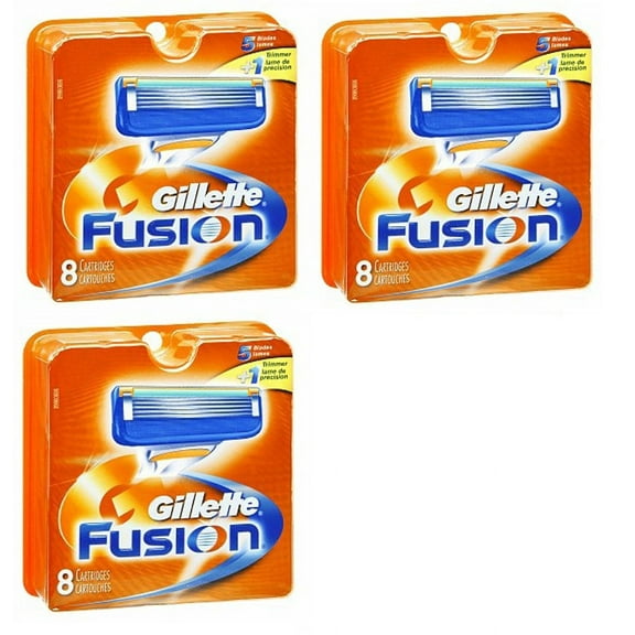 Gillette Fusion Refill Razor Blade Cartidges, 8 Ct. (Pack of 3)