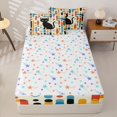 thumbnail image 4 of Manfei Mid Century Black Cat Zipper Twin Comforter Sets with Fitted Sheet and 2 Pillowcases, Boho Rectangle Zipper Bedding Set, Cream Red Blue, Stars Reversible, 4 Pieces, 4 of 7