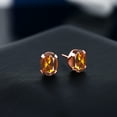 thumbnail image 3 of Gem Stone King 18K Rose Gold Plated Silver Orange Red Madeira Citrine Stud Earrings for Women Men | 2.20 Cttw | Gemstone November Birthstone | Oval 8X6MM, 3 of 4