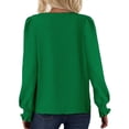 thumbnail image 4 of HVOBTTY Womens Long Sleeve Pullover T Shirt, Fall Tops for Women, Women's Casual Plus Size Solid Color V Neck Loose Top Green, XL, 4 of 4