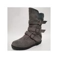 thumbnail image 3 of Woobling Ladies Riding Boot Round Toe Winter Shoes Flats Mid-Calf Boots Fashion Womens Non-slip Side Zipper Gray 10, 3 of 3