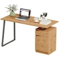 thumbnail image 1 of HOMCOM 53 Inch Computer Desk, Writing Table with Cabinet, Drawer, Adjustable Shelf for Home Office Study, Natural Wood, 1 of 7