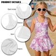 thumbnail image 6 of Xixirimido Bright Cherry Blossom Print Girls One-piece Swimsuits Sleeveless Swimwear with Skirt & Built-in Shorts Hawaiian Beach Vacation Modest Bathing Suit, 3-4 Years, 6 of 7